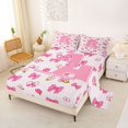 thumbnail image 2 of jejeloiu Pink Bow Monogram A Full Size Sheets For Girls,Cute Flower Accent Initial Bed Sheets For Kids,4 Pieces, 2 of 6