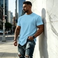 thumbnail image 4 of Trgacdwlo S-5XL Light Blue Shirts for Men Lightweight Crew Neck Mens Short Sleeve Shirt Summer Outdoor Hiking Gym Shirts Men, 4 of 5