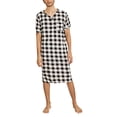thumbnail image 2 of BONIXOOM Matching Pajamas For Couples Pajamas For Men Loungewear None Short Sleeve Plaid Jumpsuit Black L, 2 of 8