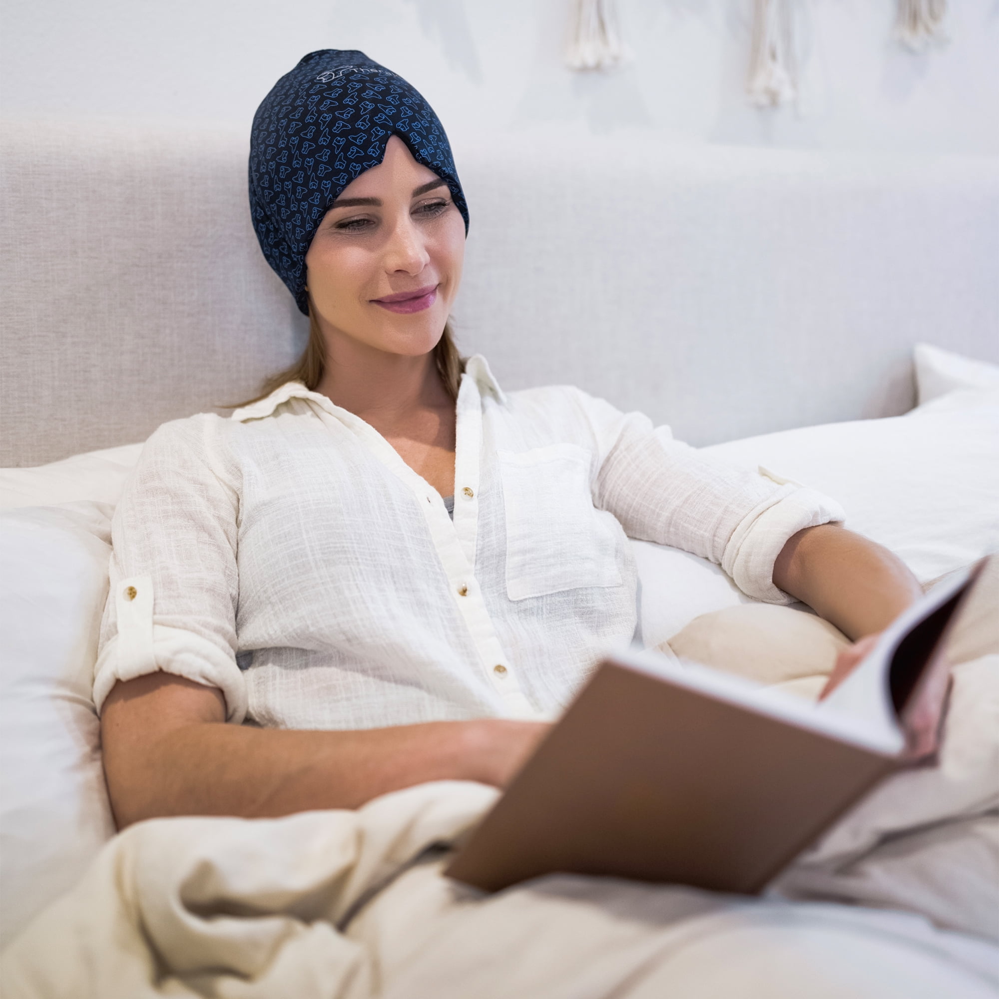 TheraICE Migraine Relief Cap, Soothing Headache Hat Ice Pack Mask, Face Cold Compress Cooling Gel Head Wrap Products for Tension, Stress & Hangover