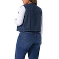 thumbnail image 4 of Agnes Orinda Women's Plus Size Cropped Denim Vest Button Down V Neck Sleeveless Casual Jean Waistcoat Jackets 1X Dark Blue, 4 of 7