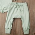 thumbnail image 6 of Qiylii Boys Girls 2Pcs Solid Color Outfits,Long Sleeve V-neck Romper+Long Pants, 6 of 8