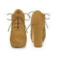 thumbnail image 5 of BLISSFUL STEP Women's Ankle Boots Faux Suede Chunky Heel Platform Lace - up Round Toe Dress Boots Brown 9, 5 of 5