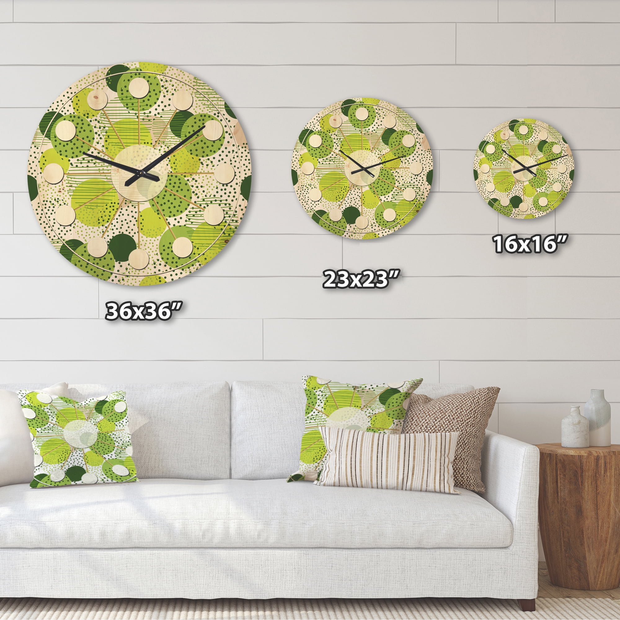 Designart 'Circular Abstract Retro Pattern Geometric X' Mid-Century Modern Wood Wall Clock