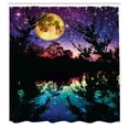 thumbnail image 5 of Ambesonne Modern Shower Curtain, Night Sky Trees, 69"Wx84"L, Purple Pink and Blue, 5 of 5