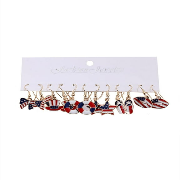 Lilixerw 4th of July Earrings for Women,Patriotic American Flag Earrings Red White Blue American Flag Earring Patriotic Independence Day Earring
