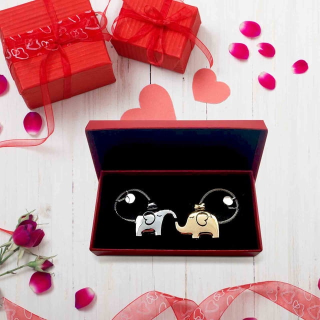 pstuiky 2 llaveros redondos de acero inoxidable, ideales como regalo de San Valentín o Navidad.