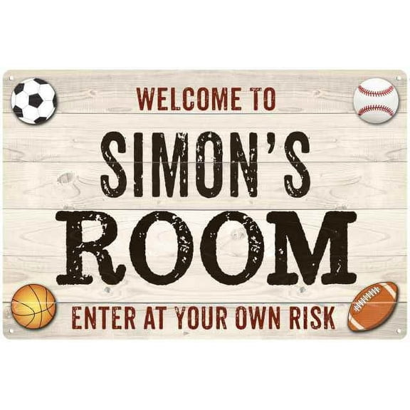 SIMON'S Room Kids Bedroom Sign Boy's Gift 8x12 Metal 108120090255