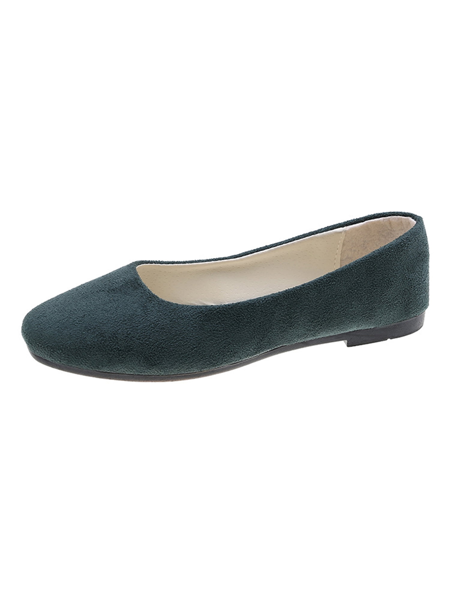 H&M Dark Green Suede Flat Shoes, Women's Fashion, Footwear, Flats & Sandals  on Carousell