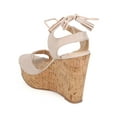 thumbnail image 3 of New Women HOTSOLES Pony Suede Peep Toe Slingback Cork Wedge Sandal Size, 3 of 5
