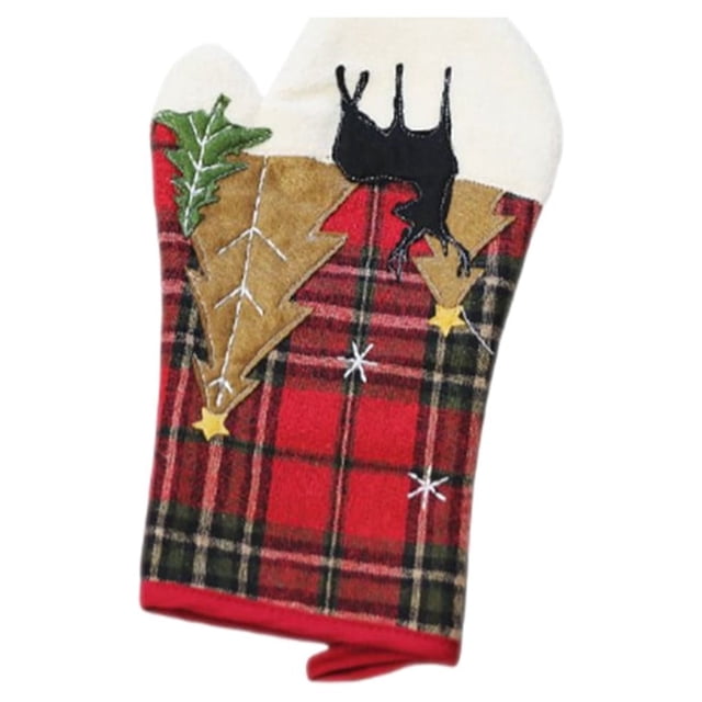 Ounissouiy Guantes para horno, decoración navideña, guantes anticalor, accesorios navideños, decoraciones para festivales, alfombrilla aislante Kits de decoración para fiestas Derecha