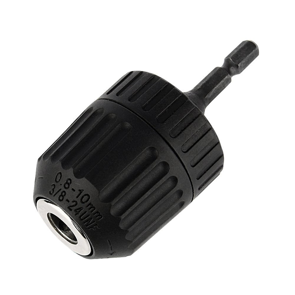 Drill Keyless Chuck Plastic Sleeves 0.8-10mm 3/8''-24UNF + 1/4'' Hex Adaptor Impact Drivers