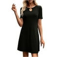 thumbnail image 2 of Fankiway Robe Décontractée à Manches Courtes Col Rond Grande Taille pour Femmes Courbes Robes Midi pour Femmes Robes de Printemps pour Femmes 6861, 2 of 5