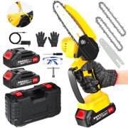 6 Inch Mini Chainsaw Cordless, Lightweight Electric Chain Saw Brushless with 2*2.0Ah Battery & 2 Chains, Auto Lubrication System, Portable Small Chain Saw for Wood Cutting Trimming, Gardening Tool