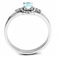 thumbnail image 3 of Womans Silver Aquamarine Ring High polished (no plating) Stainless Steel Ring with AAA Grade CZ in Sea Blue DA166, 3 of 5