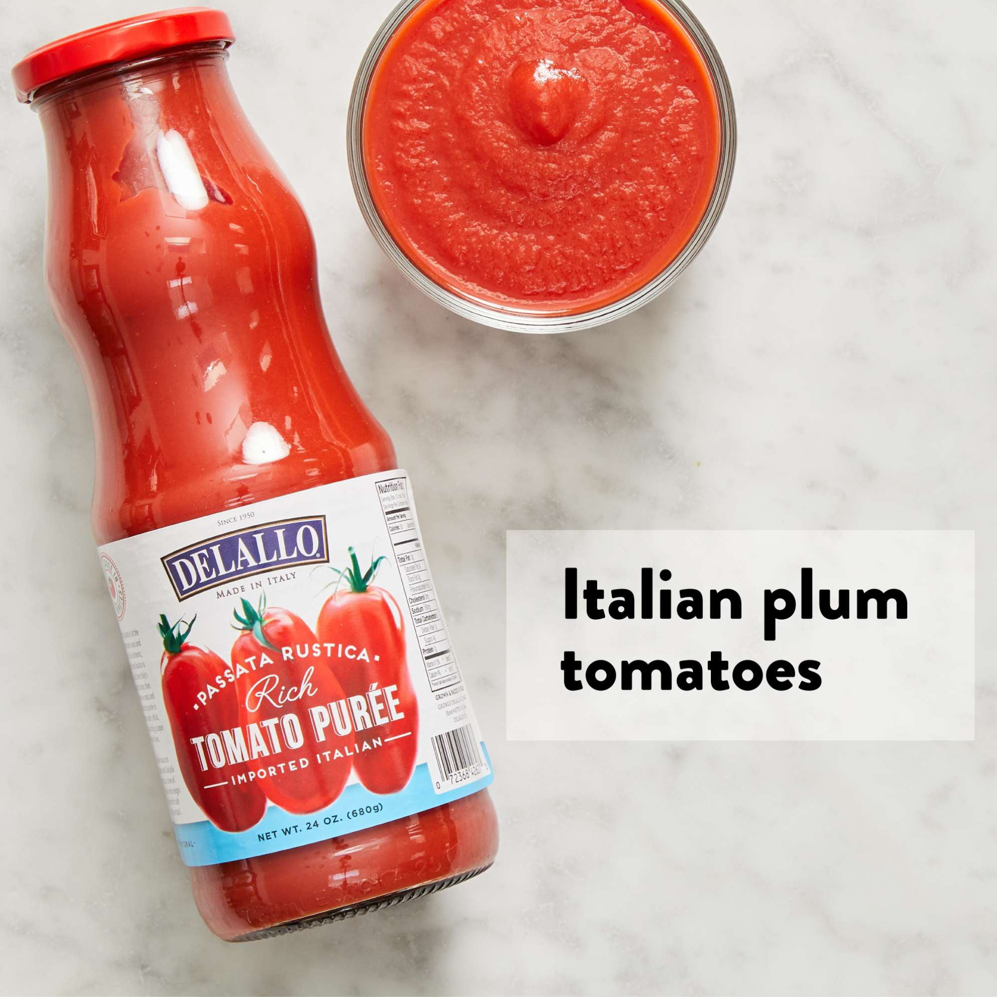 (6 pack) DeLallo Passata Tomato Purée, Made in Italy, Gluten-Free, Kosher, Vegan, 24 oz Jar