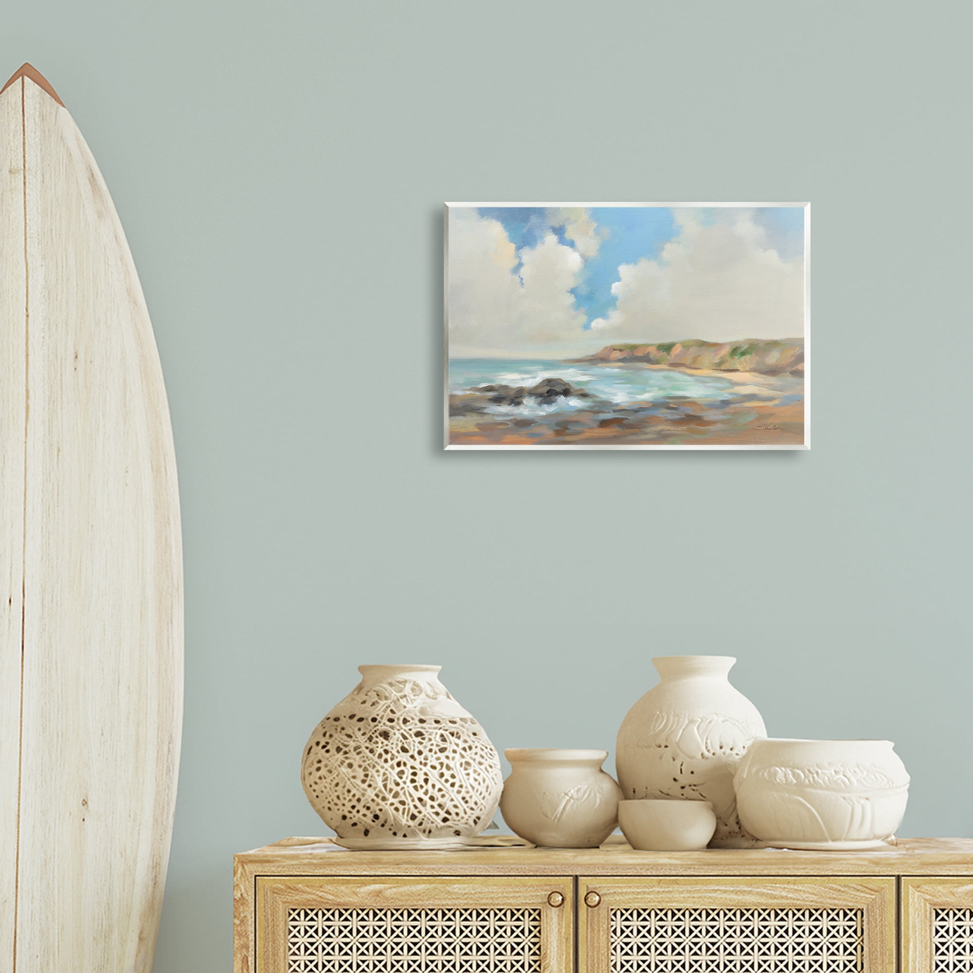 Stupell Industries California Coast Cliffs Landscape Painting Unframed Art Print Wall Art, 19 x 13