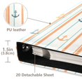 thumbnail image 3 of FORMRS 3 Ring Photo Album 4"x6" Self Adhesive Large Capacity PU Leather Cover, Beige Nautical Pattern, 3 of 8