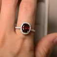thumbnail image 3 of Garnet rings, halo rings, sterling silver, January birthstone ring, oval cut garnet, 3 of 3