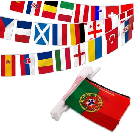 Anley European Countries String Flag, 24 Countries European Cup Soccer String Pennant Banner, Decoration for Grand Opening, Sports Bar, Party Events - 25 Feet 24 Flags