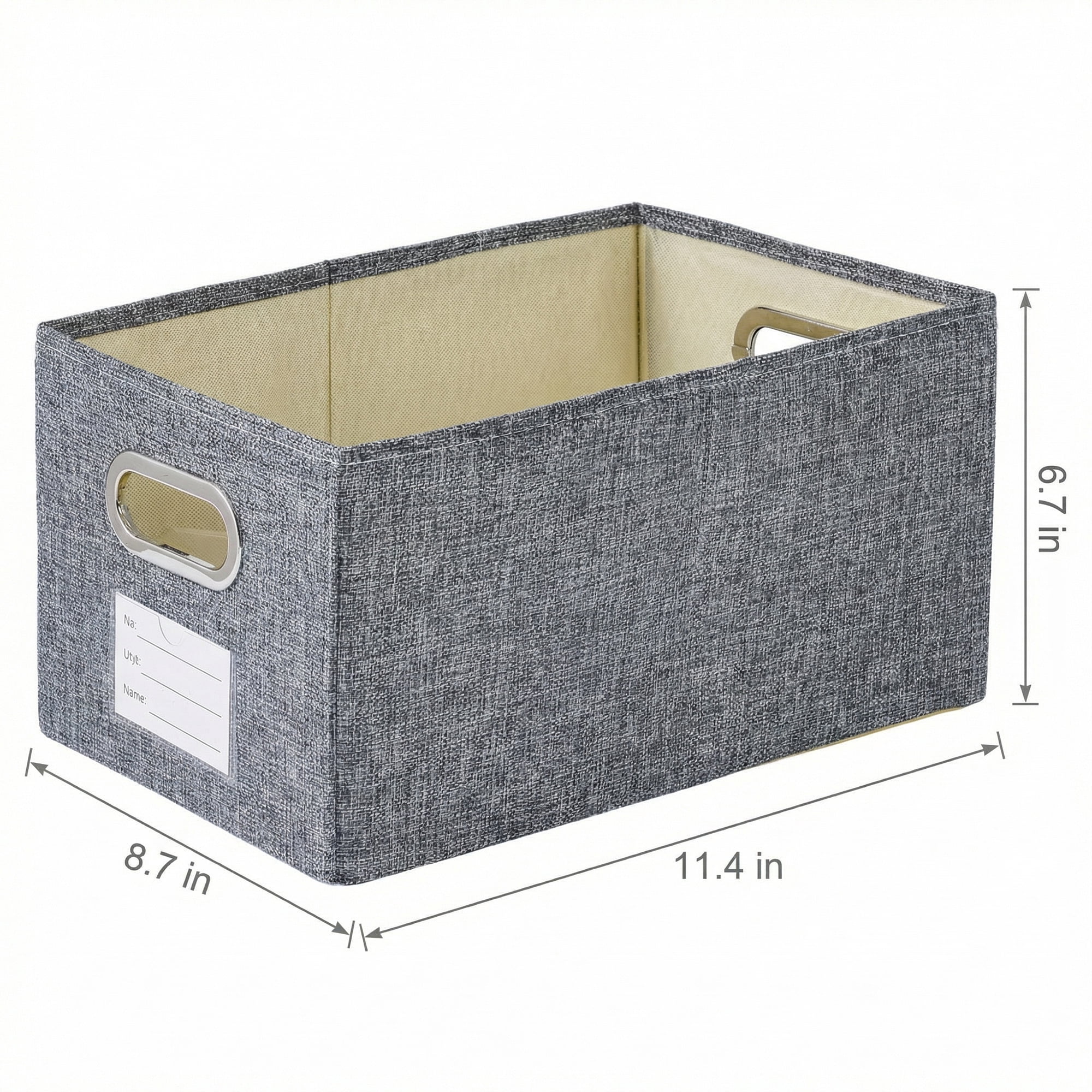Unique Bargains Storage Bin with Handles for Shelves Closet Gray 8.7" x 11.4" x 6.7"