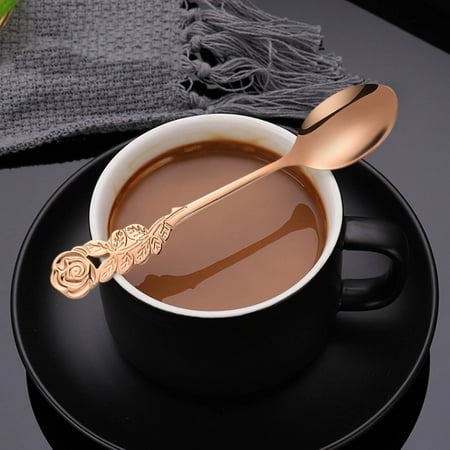 

Christmas Clearance! SuoKom Christmas Stainless Steel Rose Spoon Fork Coffee Stirring Spoons Creative Dessert Forks Christmas Gifts Kitchen Accessories Tableware Decoration