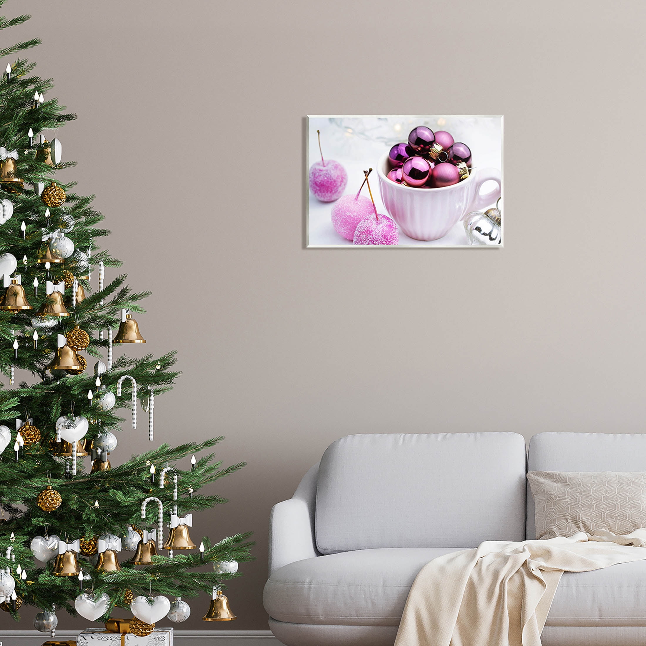 Glimmering Pink Christmas Ornaments Holiday Photograph Unframed Art Print Wall Art
