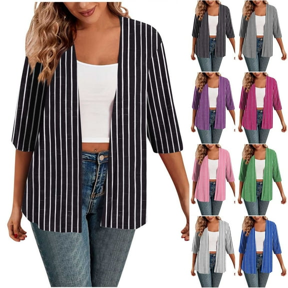 BXINGOHAI Womens Casual Lightweight with Pocketes Long Sleeve Open Front Cardigan Blue,S