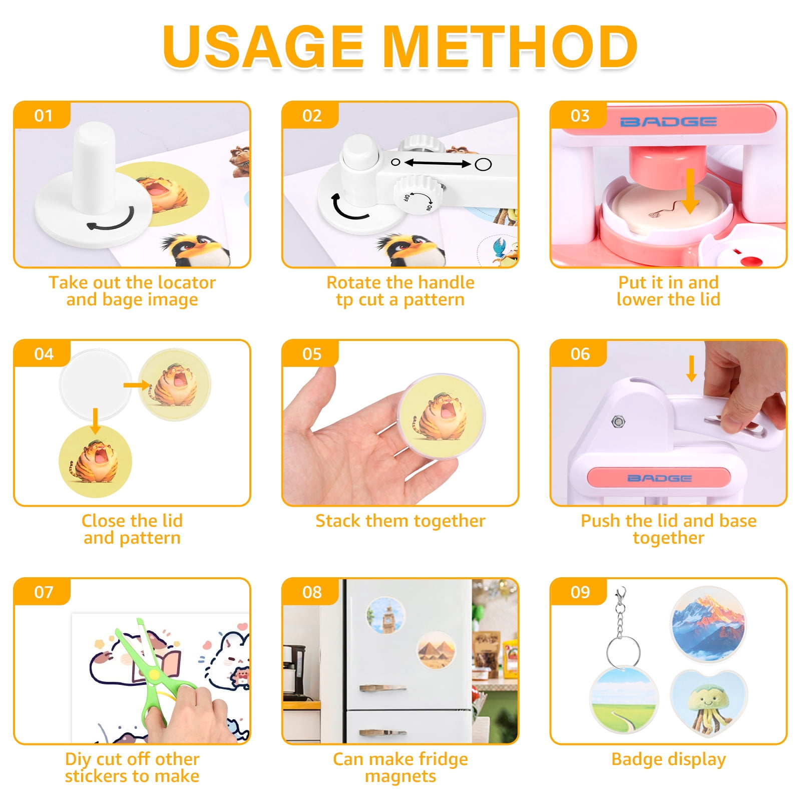 ABS Badge Making Kit Cultivate Creativity Pin Maker Kit Foster Hand On Skill Badge Maker Machine Add Fun DIY Machine for Children