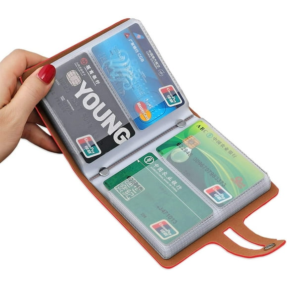 RFID Credit Card Holder, Leather Business Card and Credit Card Organizer with Driver's License, Credit Card Protector