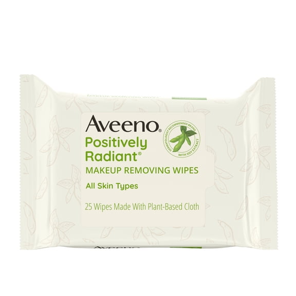 Aveeno Positively Radiant Oil-Free Makeup Remover Facial Wipes, 25 Count