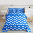 thumbnail image 2 of Feelyou Blue Stripes Waves Full Size Comforter Sets, Kid Abstract Lines Bedding Sets, 3pcs, 2 of 8