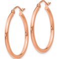 thumbnail image 2 of 14K Rose Gold Polished 2mm Lightweight Tube Hoop Earrings (25 X 2) Made In Peru te529, 2 of 5