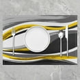 thumbnail image 2 of Retro Stripe Swirl Art Table Place Mats, 18"x12", Yellow Grey and Black Placemat for Kitchen Dining Table Decor Indoor Outdoor Abstract Geometry Placemats Set of 4 Modern Wavy Soft, 2 of 4