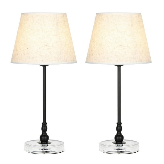 Black Bedside Lamps with Acrylic Base, Small Nightstand Lamps for Bedroom, Table Lamp