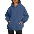 thumbnail image 1 of RKSTN Hoodies for Women Fall Solid Color Basic Loose Hoodie Plus Size Sweatshirt Long Sleeve Kangaroo Pocket Drop Shoulder Pullovers Tops, 1 of 6