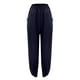 thumbnail image 3 of Gibobby pantalones para mujer Pantalones largos de cintura alta para mujer, pantalones fáciles de Color sólido, nueve minutos de pantalones, pantalones con bolsillos para la playa (Azul marino, M), 3 of 5