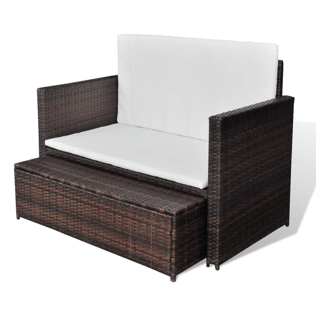 Kepooman 2 PCS Outdoor Patio Rattan Lounge Set, Balcony Corner Middle Sofa Set for Garden, Brown