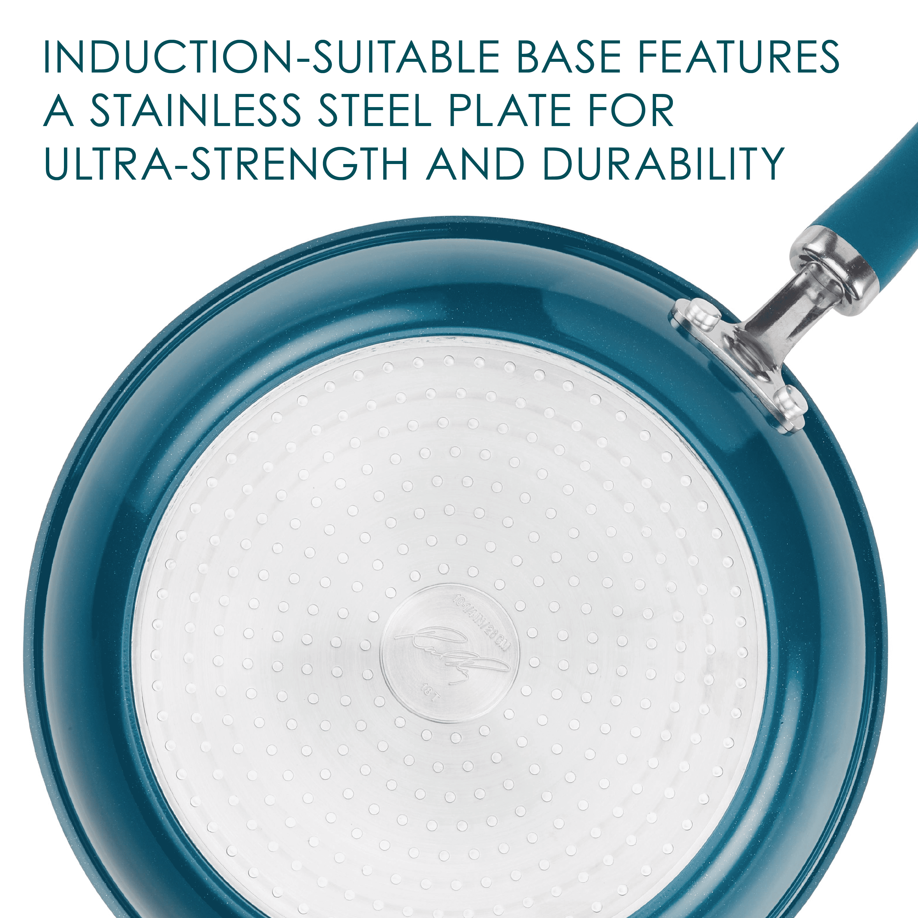 Rachael Ray 9.5" Create Delicious Aluminum Nonstick Covered Deep Frying Pan, Teal Shimmer