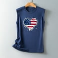 thumbnail image 4 of Wycnly Womens 4th of July Tank Tops Comfy Loose Fit Independence Day Patriotic Graphics Shirts Vest Summer Fashion American Flag Heart Print Round Neck Sleeveless Blouse Navy xxl, 4 of 4