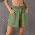 thumbnail image 2 of Women's Soft Fabric Elastic Waist Shorts, Pull On Style with Functional Pockets, Mid Rise Tummy Control, Casual Summer Wear for Daily Errands, Travel, Walking, Gardening,, 2 of 7