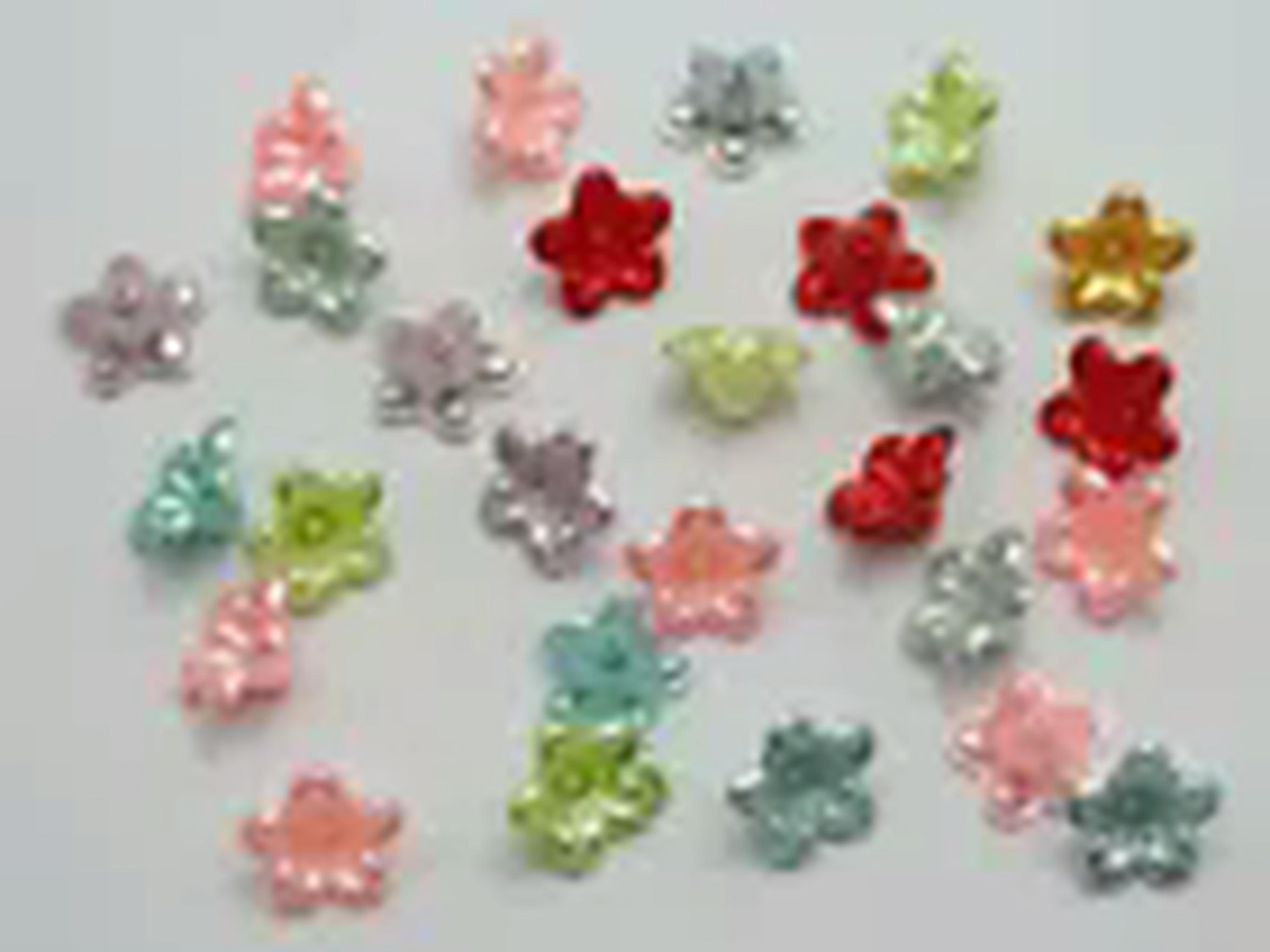 EOEMY 1000 Mixed Color Acrylic Pearl Bead Cap Bellflower Bell Flower Beads 10mm