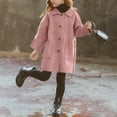 thumbnail image 5 of Girls Coat Notched Collar Wool Blend Long Trench Coat Winter Warm Peacoat Dress Coat with Pockets Pink 11-12 Years, 5 of 7