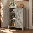 thumbnail image 2 of DWVO Farmhouse Shoe Cabinet with Barn Doors, 5-Tier Wood Shoe Storage Rack Organizer for Entryway/Hallway/Closet, Old Oak, 2 of 12