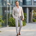 thumbnail image 2 of Cloudstyle Men's Solid Color Notch Lapel Two-Button Linen Blazer - Casual Regular Fit Spring/Fall No Back Vent Jacket, 2 of 12