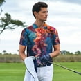 thumbnail image 3 of Xecao Colorful Jellyfish Abstract Mens' Casual Short Sleeve Button-Down Polo Shirts for a Classic Golf Shirts-Large, 3 of 6