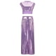 thumbnail image 4 of Conjunto de dos piezas para mujer con chaleco brillante y pantalones anchos: conjunto de top corto sin mangas y cuello redondo, tallas S-XXXXXL, 4 of 8
