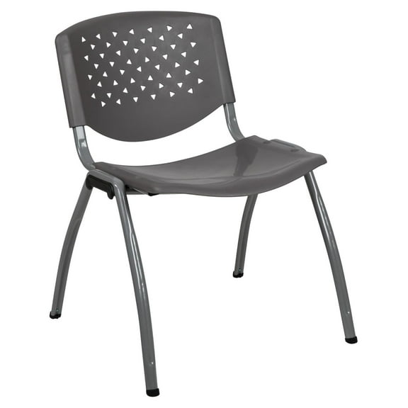 HERCULES Series 880 lb. Capacity Gray Plastic Stack Chair with Titanium Gray Powder Coated Frame Grey Set of 1