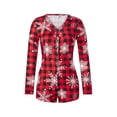thumbnail image 3 of Nituyy Women Long Sleeve Shorts Jumpsuit Christmas Printed U Neck Casual Bodysuit Playsuit Clubwear, 3 of 9