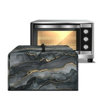 TSOVTHRID Black Gold Marble Texture Print Countertop Oven Cover Microwave Dust Cover Decorative Small Kitchen Appliance Protector for Countertop Decor, 18.25"W x 14.5"D x 11"H, S